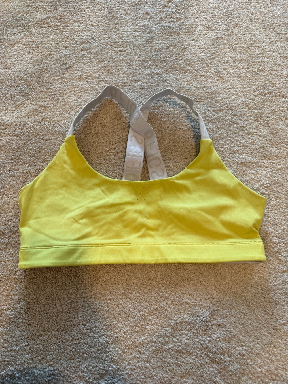 Neon Yellow Sport Bra with White Elastic Straps